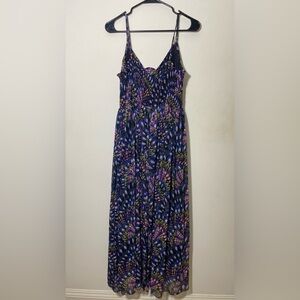 Stunning Ethereal Purple Floral Print Coquette Maxi Dress